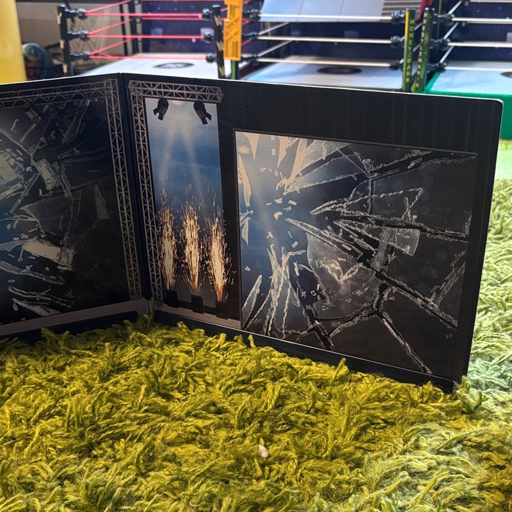 Black Stage Playset Backdrop Panel with Shattered Glass Art